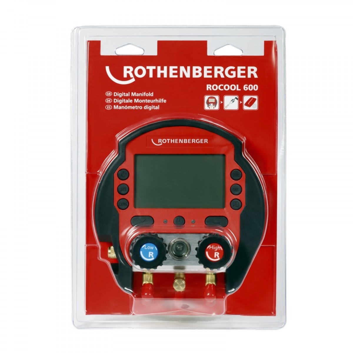 ROTHENBERGER ROCOOL 600 Set – Digitale Monteurhilfe Für Kälte- Und Klimaanlagen, Mit Vakuum- Und Druckmessung